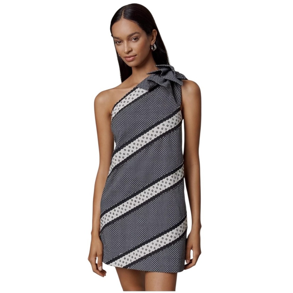 Maeve Anthropologie One Shoulder Bow Mini Dress M NWT $188